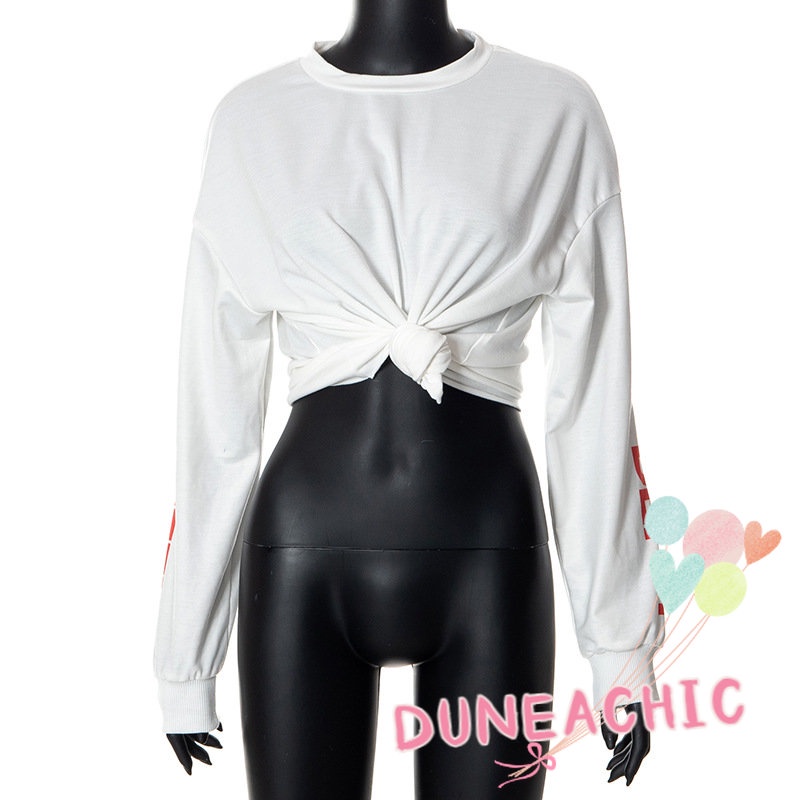 DUNEA Áo Nỉ Dài Tay In Chữ Thời Trang Dành Cho Nữ