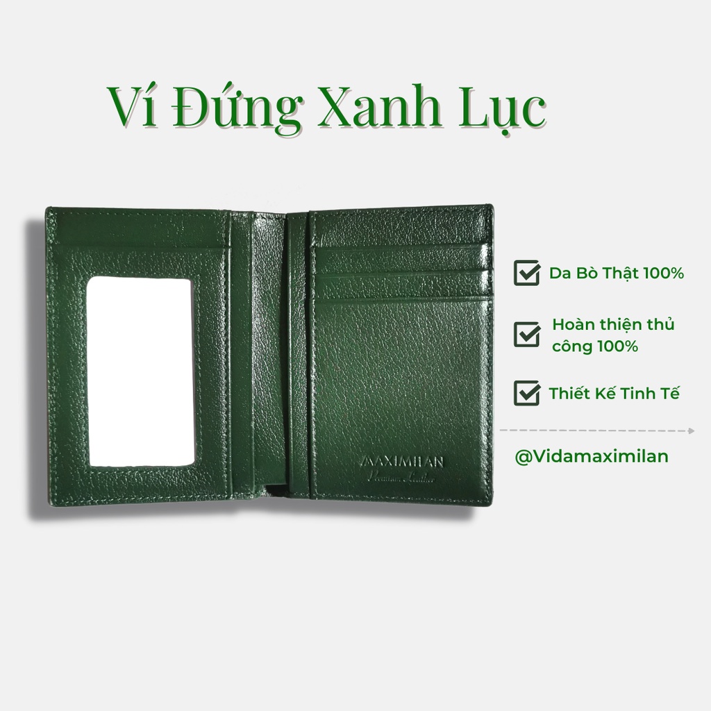 VÍ ĐỨNG BASIC ĐEN ĐỎ / ĐEN/ XANH LÁ DA BÒ THẬT 100% -  - Follow shop giảm 20K