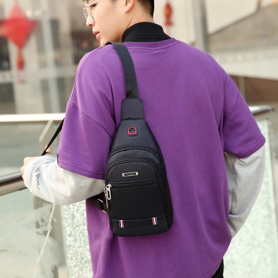 Túi đeo chéo nam vải canvas chống nước 3 ngăn phong cách Hàn Quốc TC01