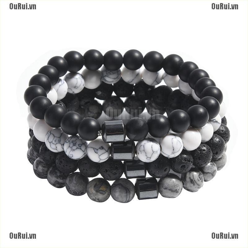 Vòng Đeo Tay Đính Đá Núi Lửa 8mm Cá Tính Cho Nam Và Nữ