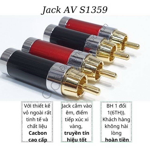 Jack Av S1359, Carbon Cao Cấp , Chuyên Dùng Hàn Dây Tín Hiệu Kich Cỡ Lớn , Giá SL 2 Cái