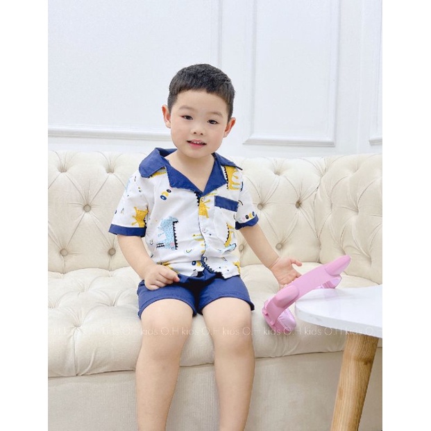 Pijama cộc tay khủng long cho bé trai size nhí và đại