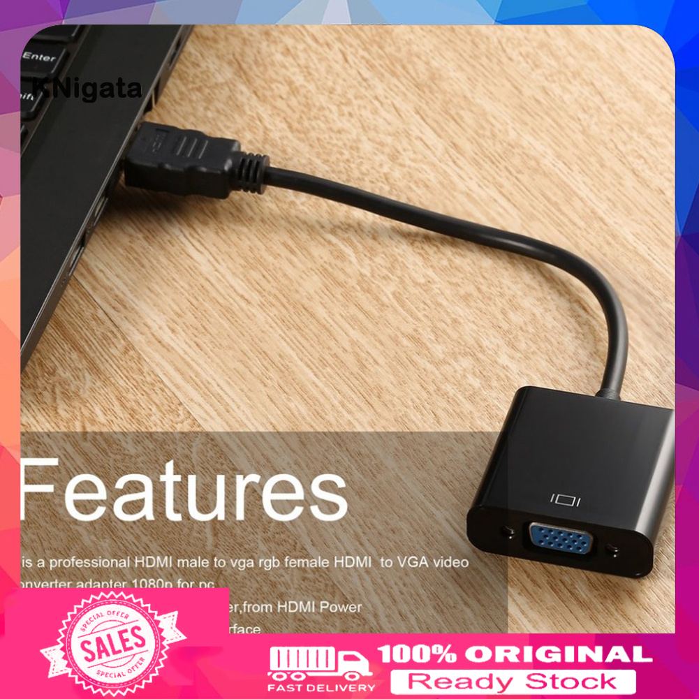 {HAM} 1080P HDMI-compatible Male to VGA Female Converter Adapter Cable for PC Laptop HDTV DVD