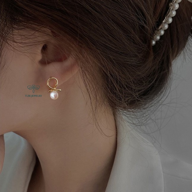 Khuyên tai bạc nữ TLEE Laura ngọc trai nhân tạo nữ tính TleeJewelry B0118