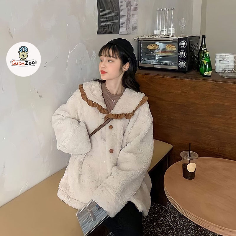 Áo khoác lông nữ cổ bèo DUNEK Áo khoác thu đông Ulzzang chất lông mềm hot trend - CUTE_ZOO