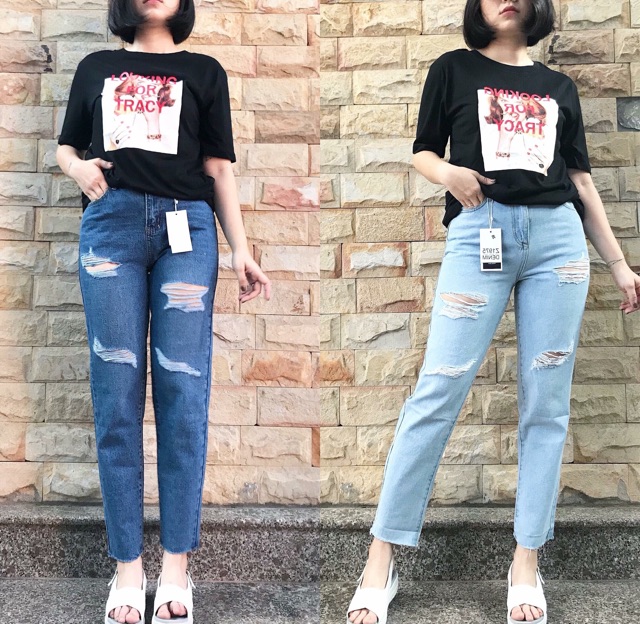 Baggy rách Z1975 Denim cắt lai siêu bụi bặm