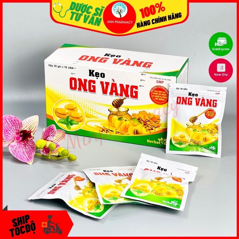 Kẹo ngậm Ho Ong Vàng 20gói x 10 viên - Dùng được cho người ăn kiêng và người tiểu đường