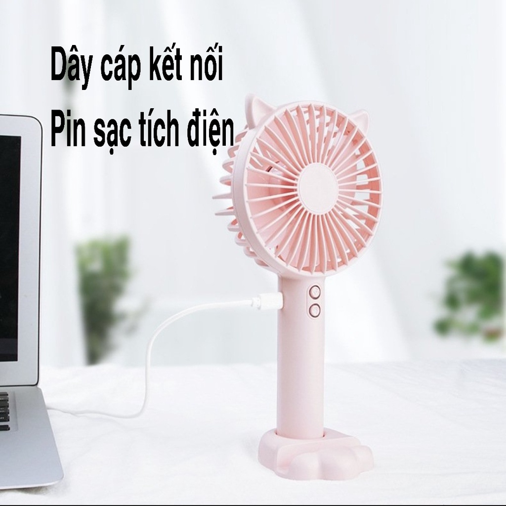 Quạt mini cầm tay tích điện sạc USB cao cấp có đế để bàn 3 tốc độ gió và đèn Led N10 BENZ STORE QD00