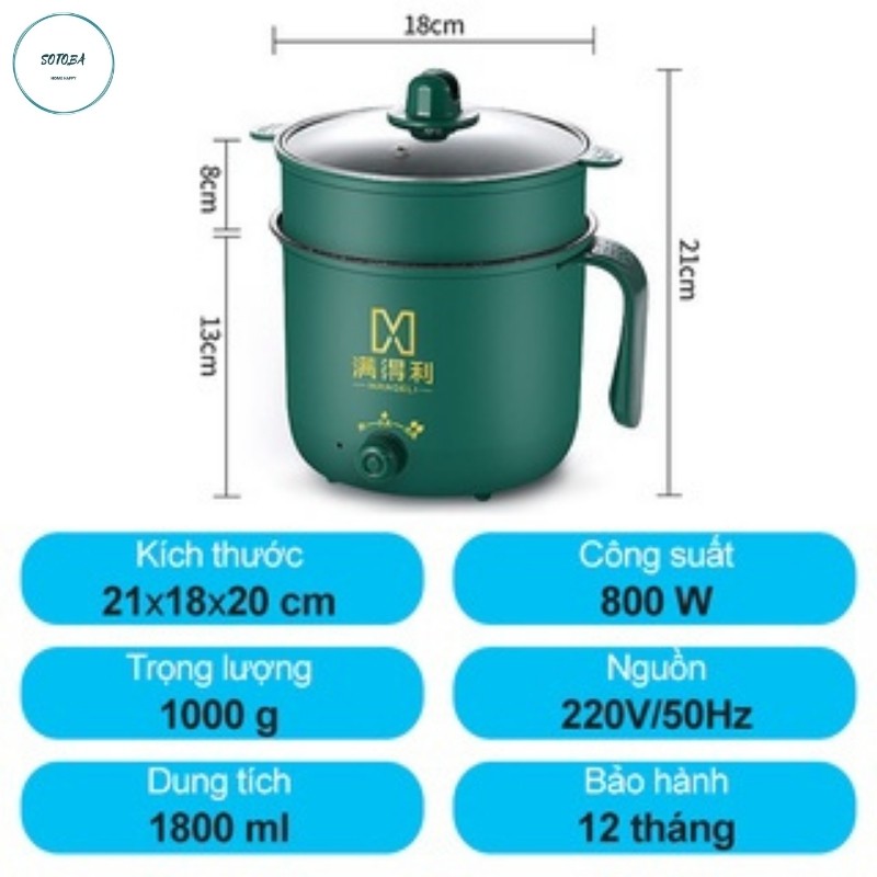 Ca Nấu Mì Nồi Lẩu Điện Mini 2 Tầng Kèm Giá Hấp Đa Năng Nướng Chiên Chống Dính Vấn Đá Tiện Lợi mẫu mới