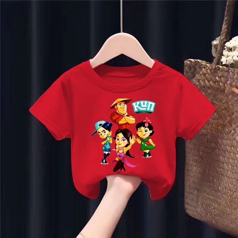 áo Kun bé gái tám tuốt áo kun bé trai áo gia đình Kun chất cotton mịn mát bán SĨ