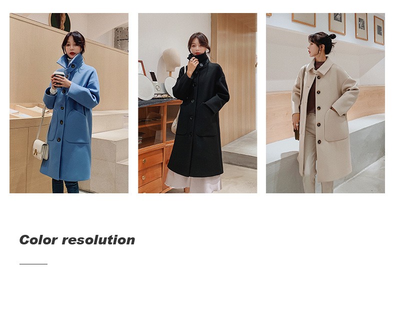 NEW KOREAN STYLE Áo Khoác Len Dáng Dài Form Rộng Phong Cách Hàn Quốc 2020 Cho Nữ