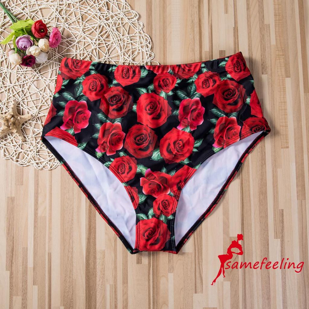 Sf♫Quần Bơi Lưng Cao Cỡ Lớn In Họa Tiết Màu Sắc Thời Trang Đi Biển Mùa Hè Cho Nữ