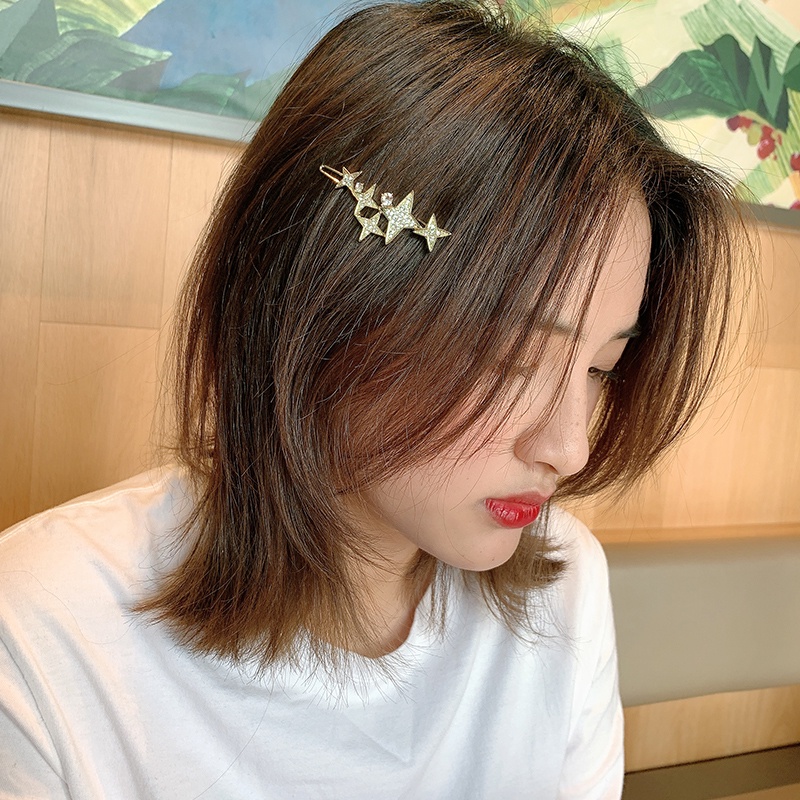 [Jiudolan] Kẹp Tóc Phẳng Đính Kim Cương Toàn Diện Phong Cách Mới Phổ Biến