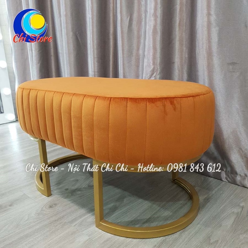 Ghế Dài Ngồi Chờ Chân Vàng Siêu Xinh, Ghế Hộp Đa Năng Cho Shop Dài 80cm