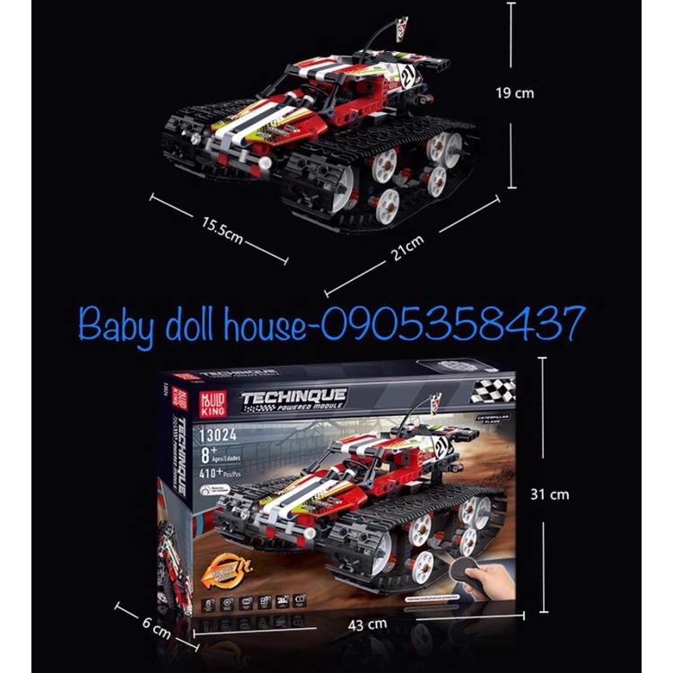 Đồ chơi lắp ráp xe đua địa hình bánh xích điều khiển từ xa tương thích Technic Mould King 13032 13036
