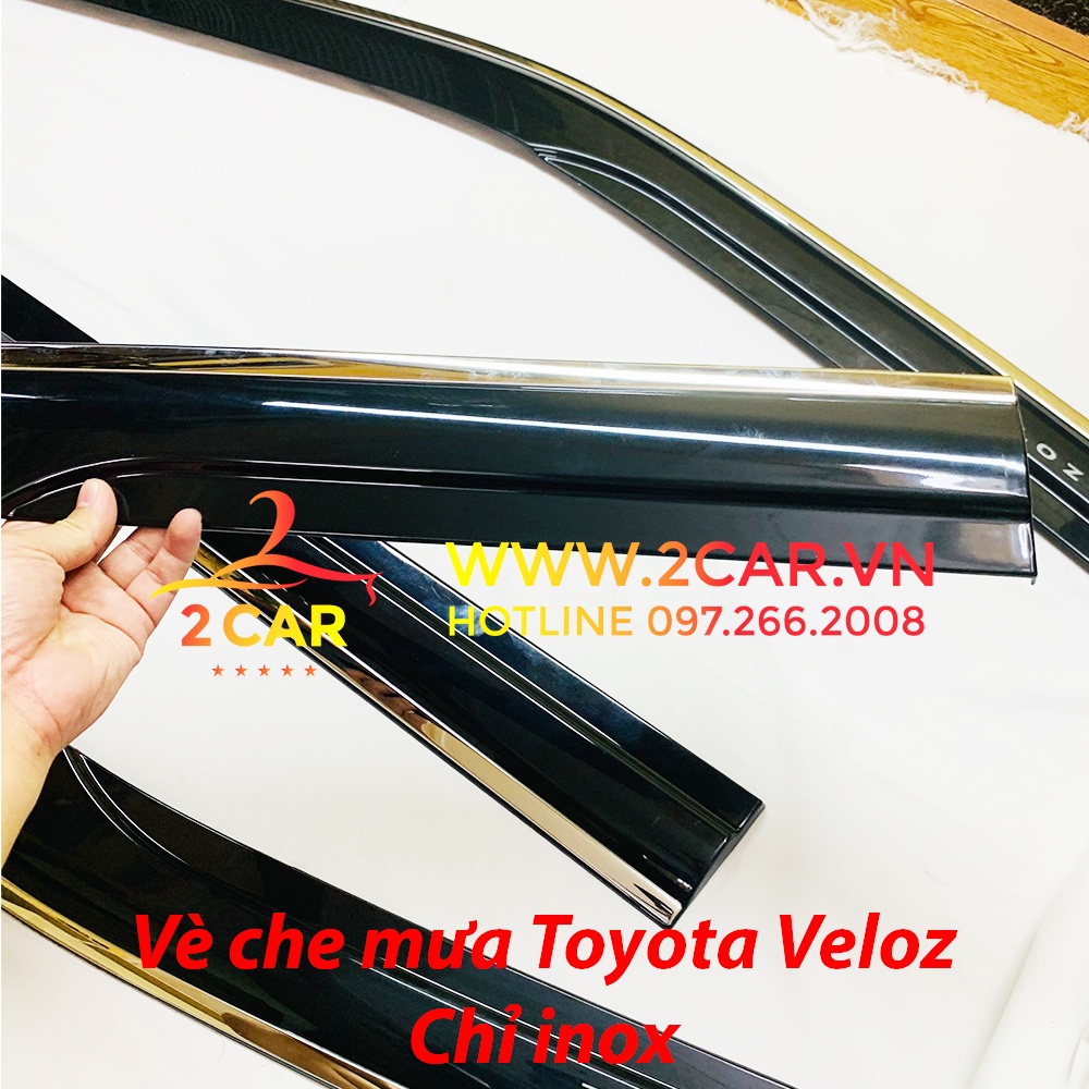 Vè che mưa, viền chắn mưa xe Toyota Veloz 2022 loại chỉ Inox 4 chi tiết cao cấp