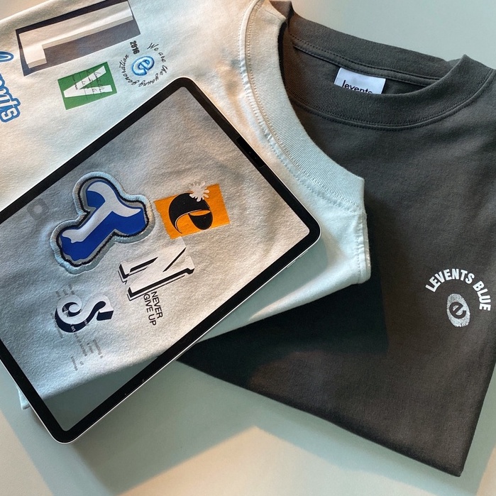 Áo Thun LEVENTS  COLLEDGE ART TEE LIGHT BLUE / DARK GREY