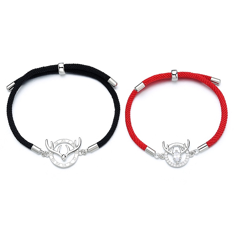 Vòng Đeo Tay Cặp Đôi Hình Sừng Hươu Đơn Giản Đa Năng Làm Quà Tặng Tình Yêu Cho Nam Và Nữ