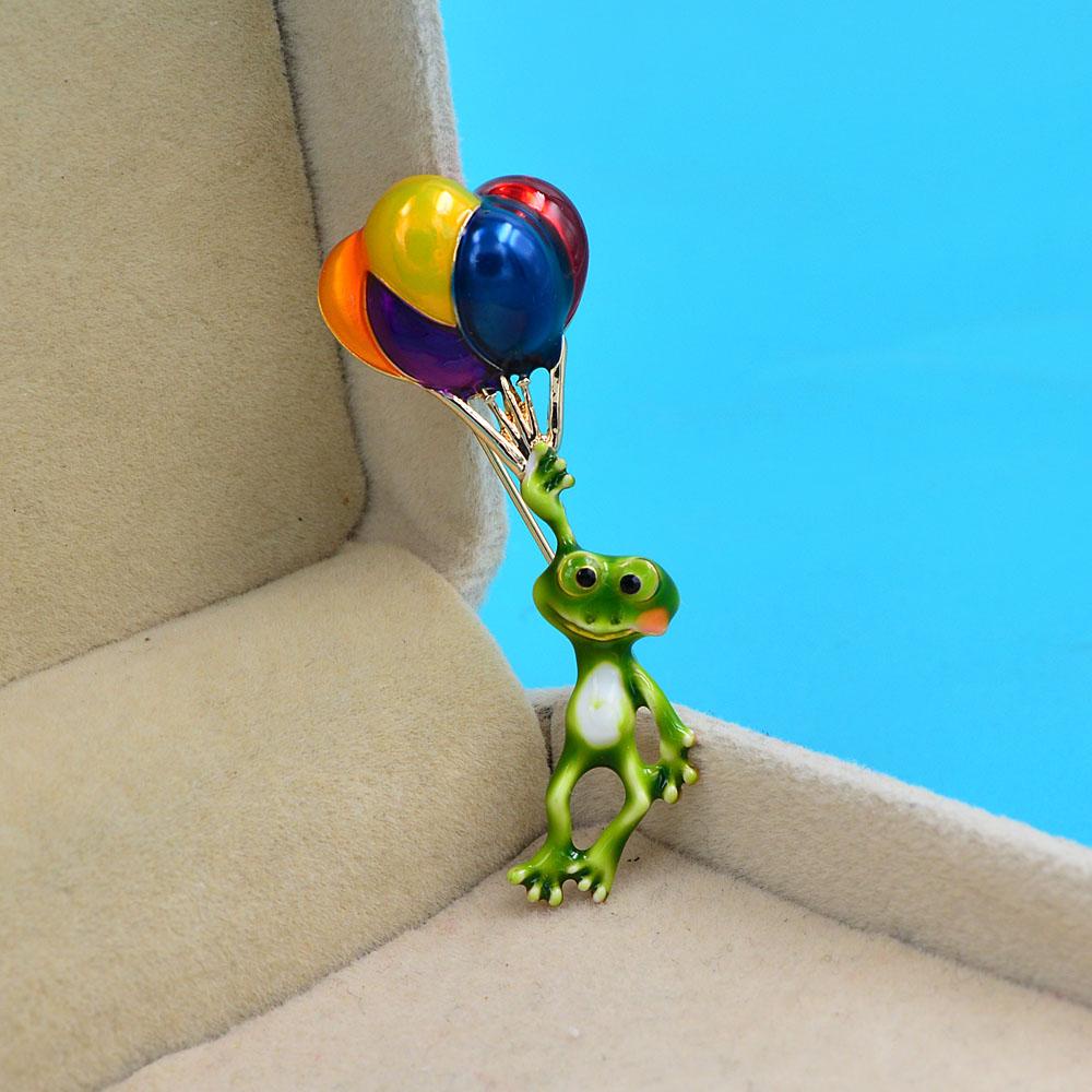 Trâm Cài Áo Hình Chú Ếch Cầm Bong Bóng Phong Cách Vintage Thanh Lịch Cho Nữ