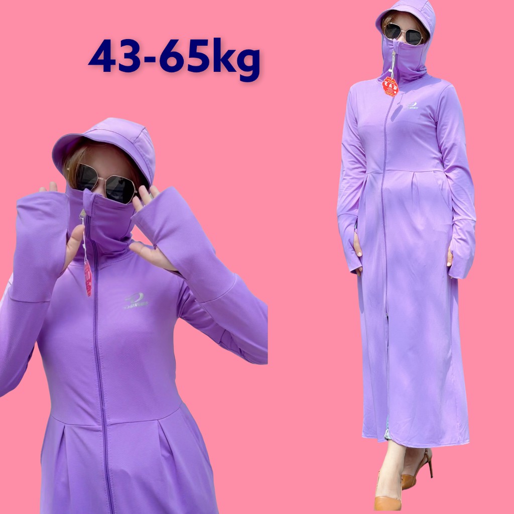 Áo chống nắng nữ toàn thân màu tím 40-60kg
