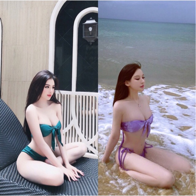 Bikini thắt nơ ngực set đồ bơi nữ cao cấp