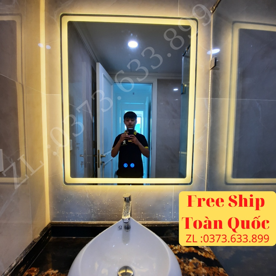 [ giá sỉ ] gương phòng tắm có đèn led cảm ứng thông minh kích thước 50x70 cm - guonghoangkim mirror