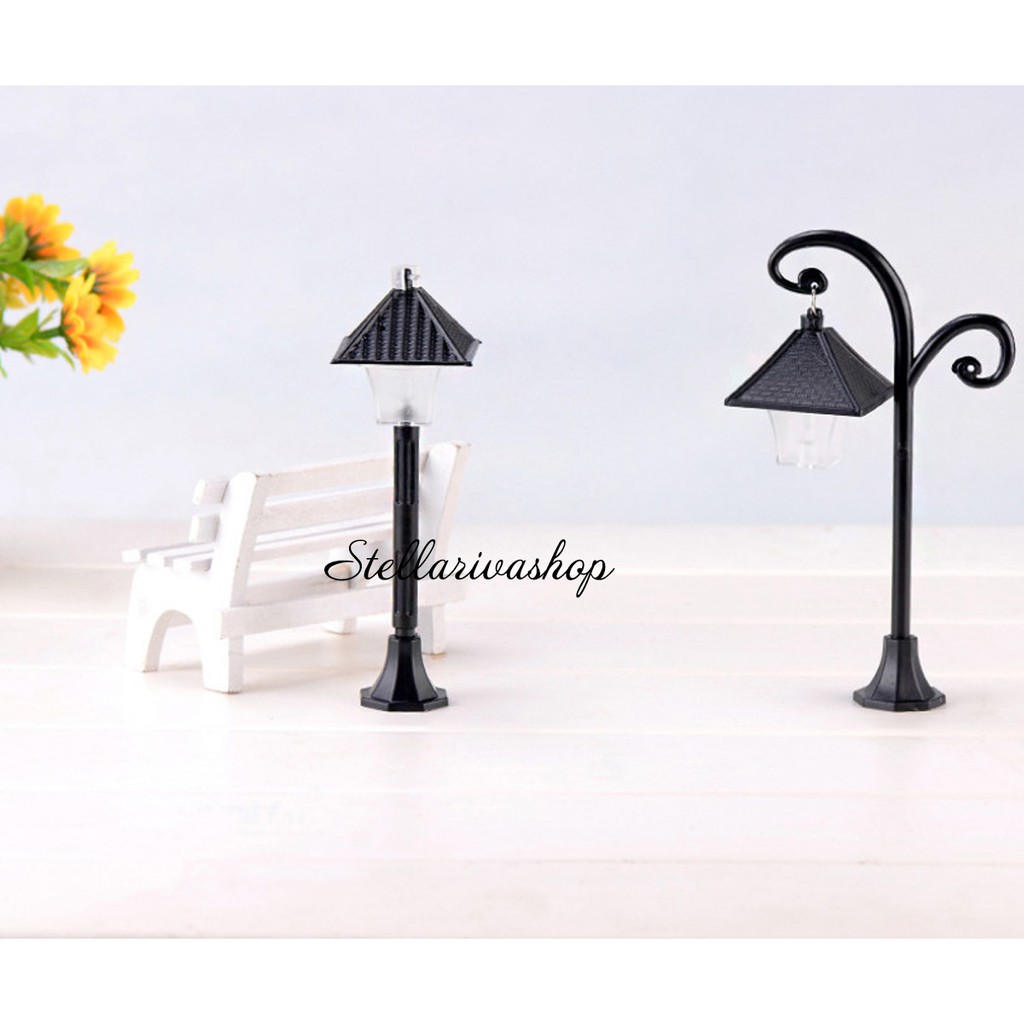 Tiểu cảnh - Đèn Đường Kiểu Lớn sáng 2 màu làm tiểu cảnh terrarium/ mô hình trang trí quà tặng trang trí