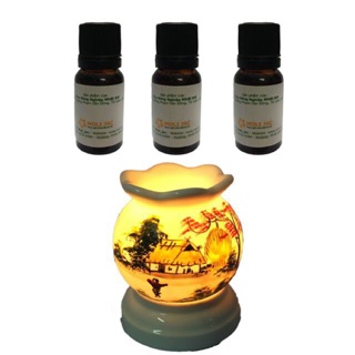 Combo 3 chai tinh dầu viện nông nghiệp IAT 10ml tặng đèn xông