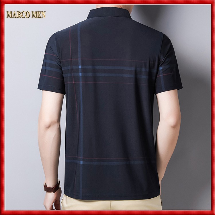 Áo thun nam Polo phối kẻ vải cá sấu thun lạnh CAO CẤP PL001