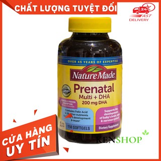 [MẪU MỚI] VIÊN UỐNG VITAMIN TỔNG HỢP CHO BÀ BẦU PRENATAL MULTI + DHA 200mg , 150 viên NATURE MADE