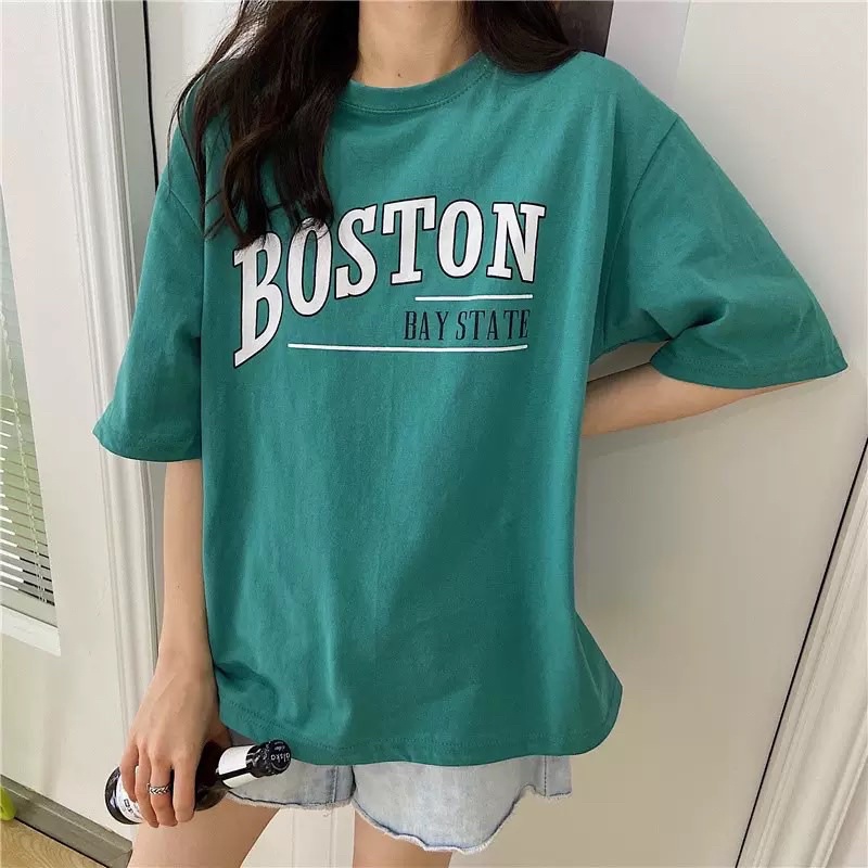 Áo thun phông nam nữ PINK tay lỡ form rộng BOSTON Unisex