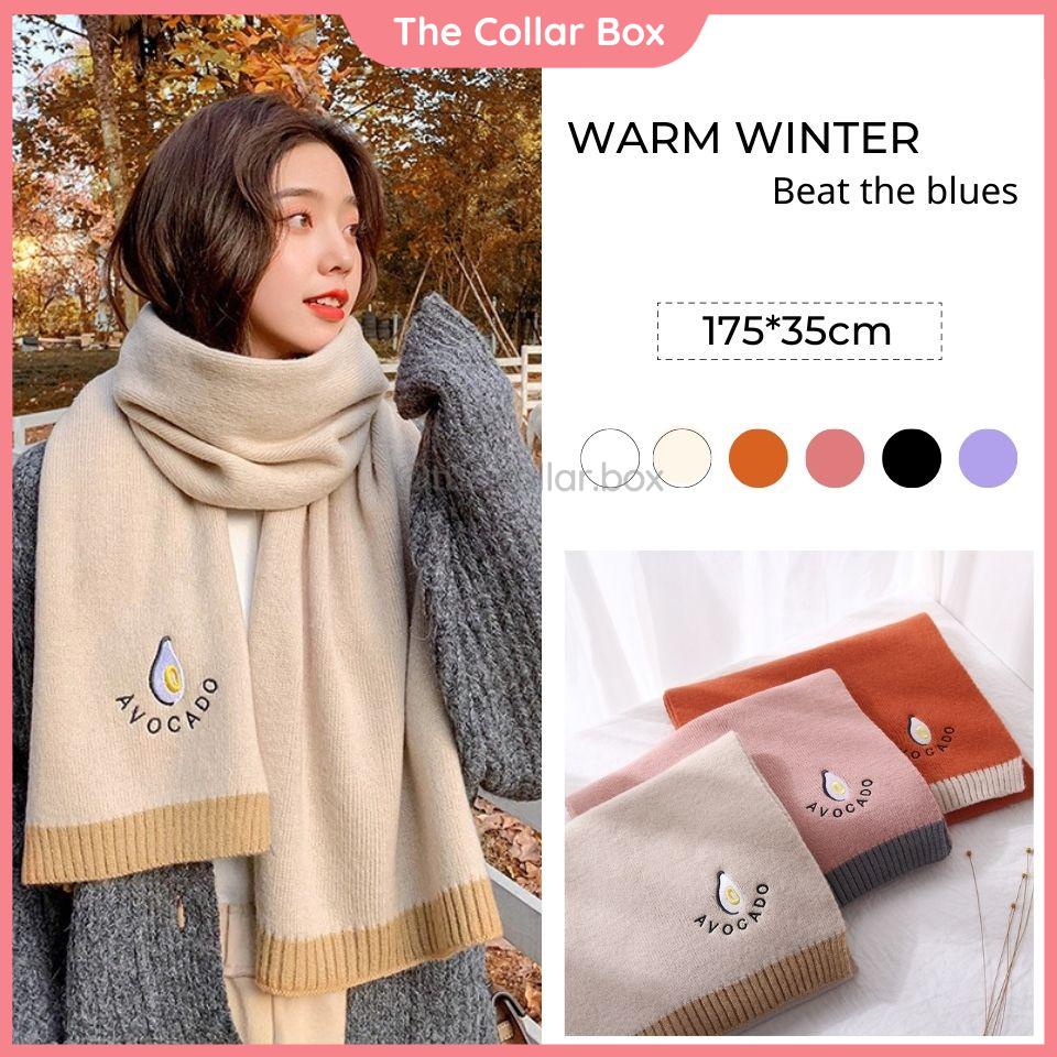 Khăn len choàng quàng cổ nam nữ mùa thu đông chất Khăn dệt kim họa tiết trái bơ size 180x35cm - Mã LE06 The Collar Box