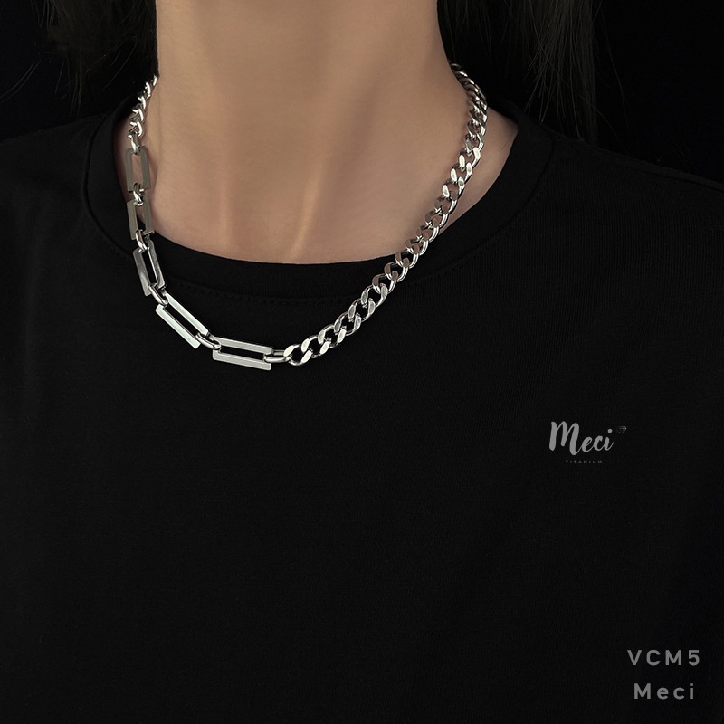 Dây chuyền vòng cổ nam nữ thép titan không gỉ mắt xích cuban phong cách unisex, cá tính | MECI TITANIUM VCM5