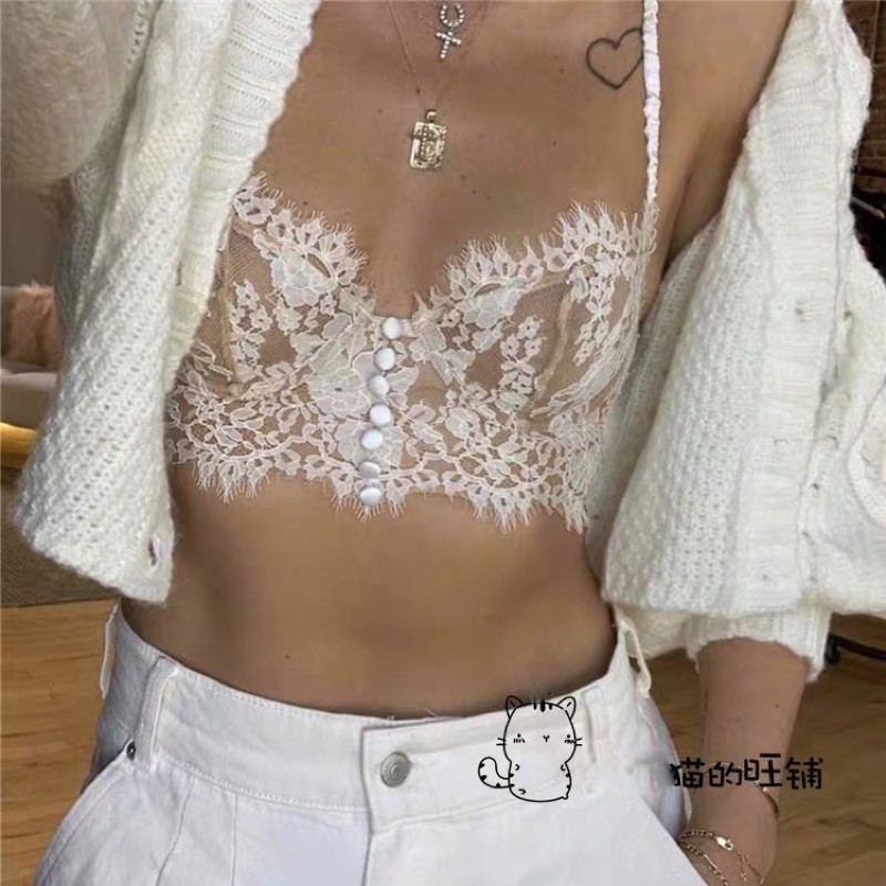 [SẴN-Có vid+ảnh thật]Áo croptop/bra ren cúp ngực gợi cảm màu trắng/đen/xanh phiên bản mới 2021 | BigBuy360 - bigbuy360.vn