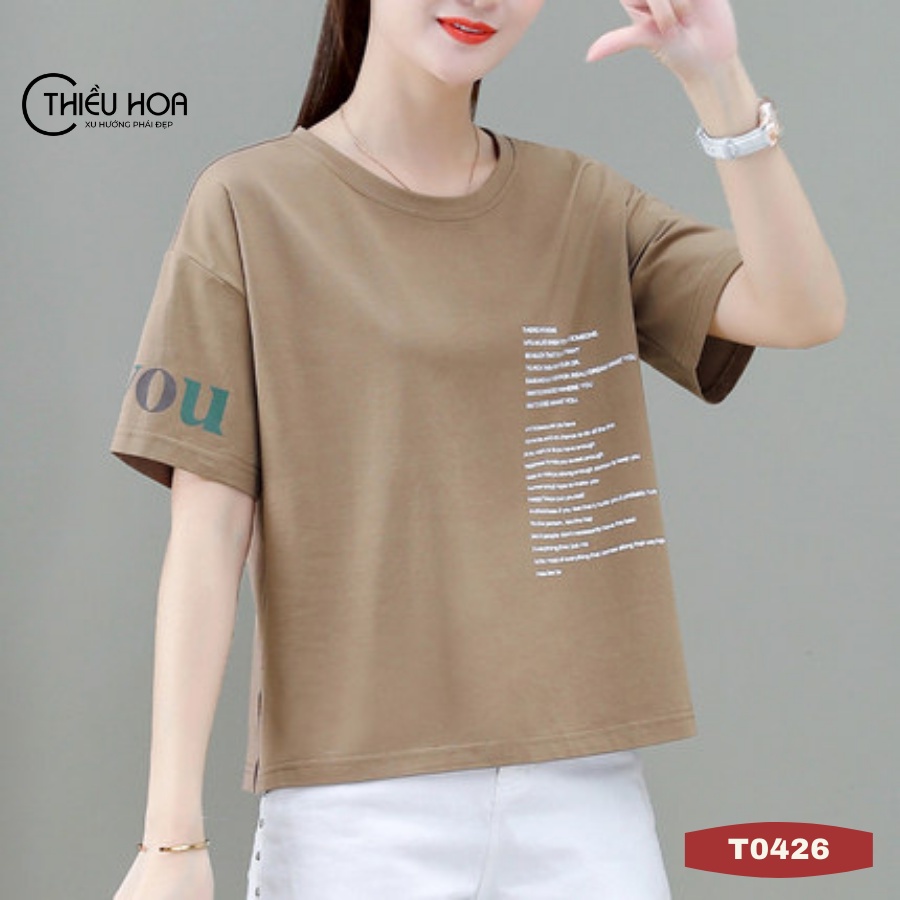 Áo thiết kế trung niên Thiều Hoa chất liệu thun Cotton T0426