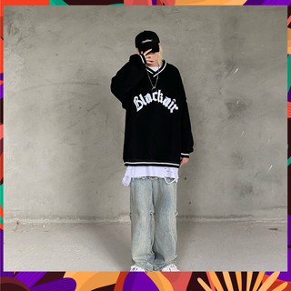 ❤ Mẫu Mới Giá Xưởng ✔  Áo Sweater Nỉ Blackair Cổ V Viền Cổ Unisex Vàng Xanh Đen - Áo Nỉ Tàu Black Air Nam Nữ Ulzzang Thu