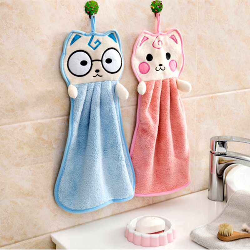 Khăn Lau Tay Vải Nhung Rất Mềm Mại Mượt Mà Hình Mèo Đáng Yêu