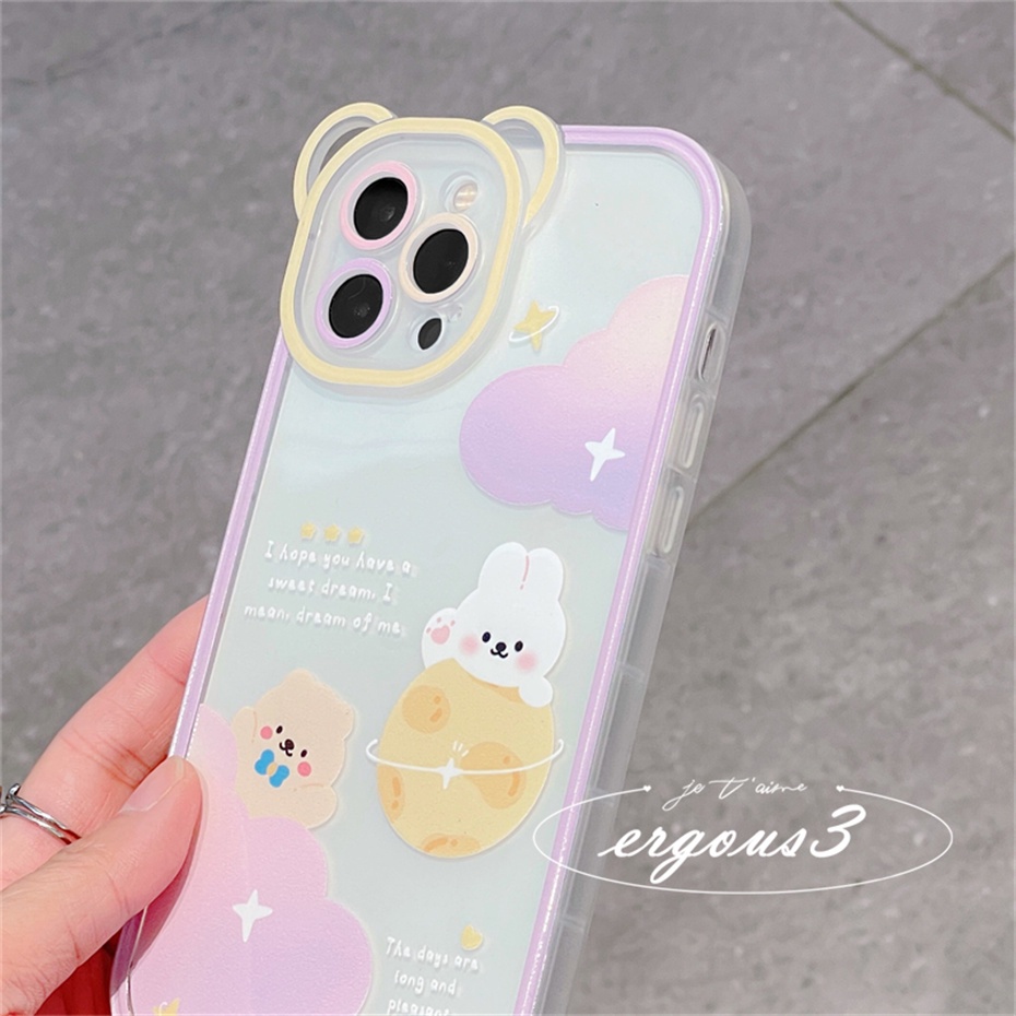 Ốp Điện Thoại Họa Tiết Thỏ / Gấu / Hành Tinh Cho iPhone 14 13 12 11 Pro Max SE2020 X XR Xs Max 7 8 6 6s Plus