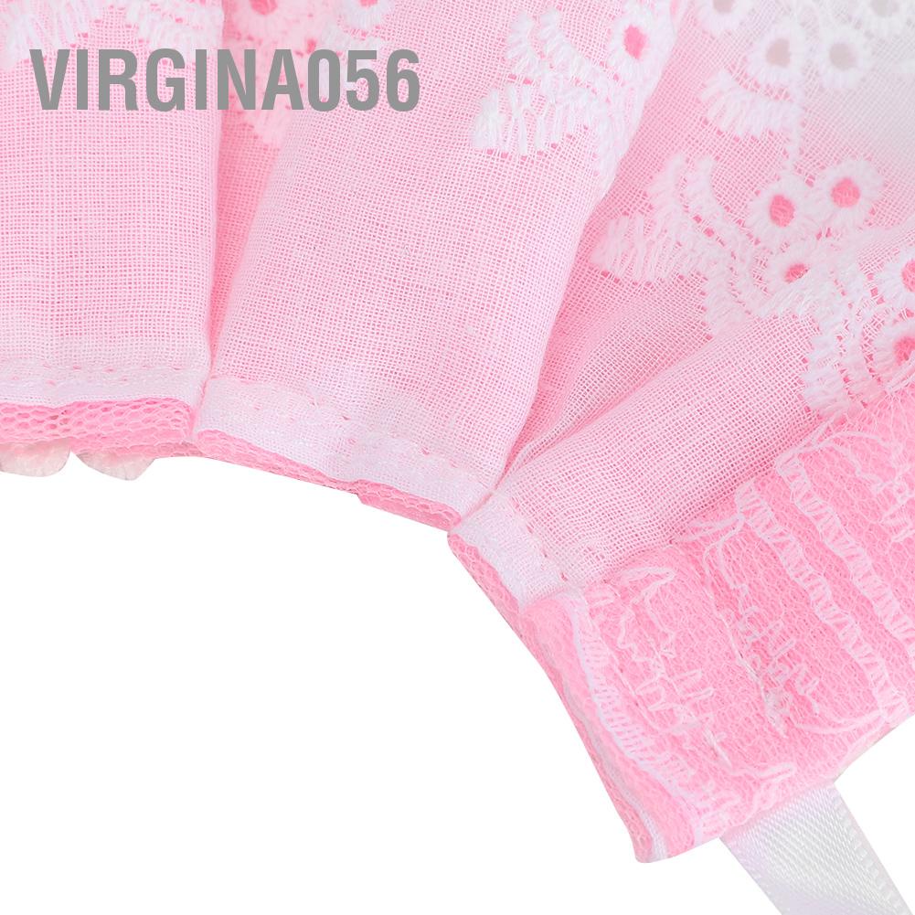 Virgina056 Dễ thương Ren Bowknot Pet Nước bọt Khăn quàng cổ Yếm nước dãi có trang trí chuông cho chó mèo màu hồng