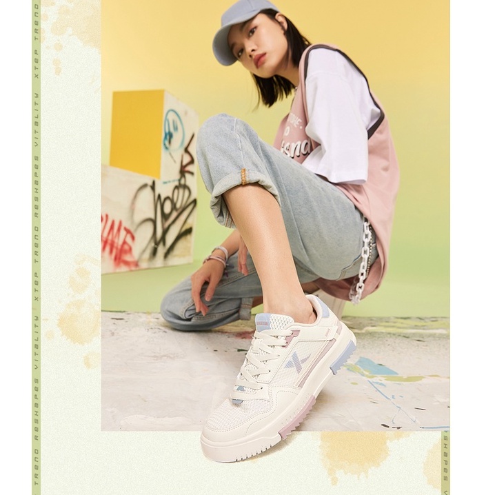 Giày thể thao XTEP phối lưới thoáng khí phong cách Hàn Quốc thời trang dành cho nữ