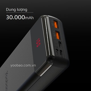 Pin sạc dự phòng yoobao 30w pd dung lượng 30.000mah - chính hãng