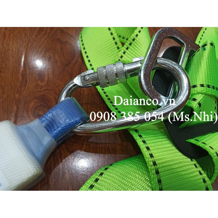 Dây an toàn toàn thân 02 móc nhôm dây bẹ có hộp giảm sốc- Hình thật