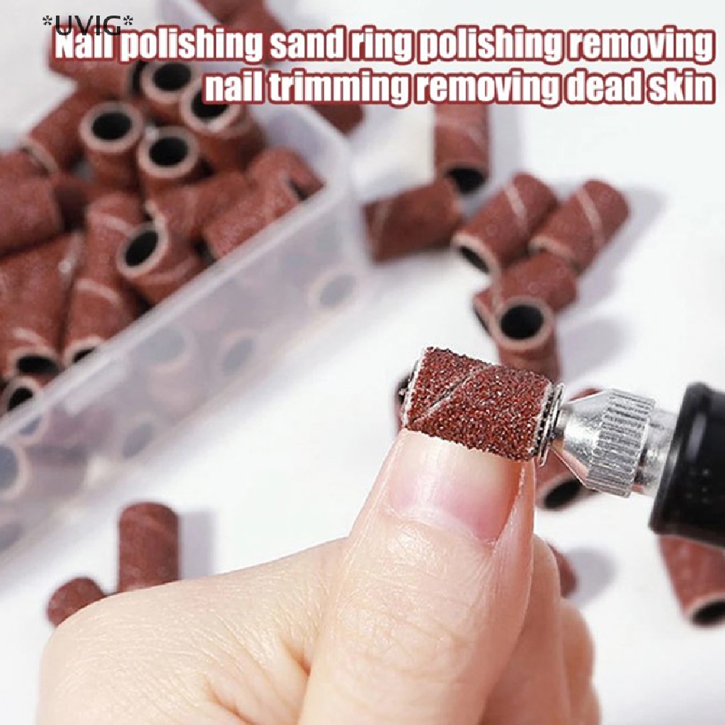 [[UVIG]] 60-75Pcs/Box Sanding Cap Bands  180/120/80 Grit Nail Drill Grinding Bit Files [Hot Sell]