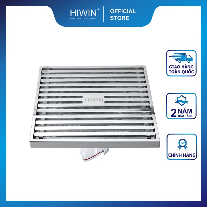 Phễu thoát sàn ngăn mùi hôi thoát nước nhanh đồng mạ crom kích thước 120x120mm HIWIN FD-4852