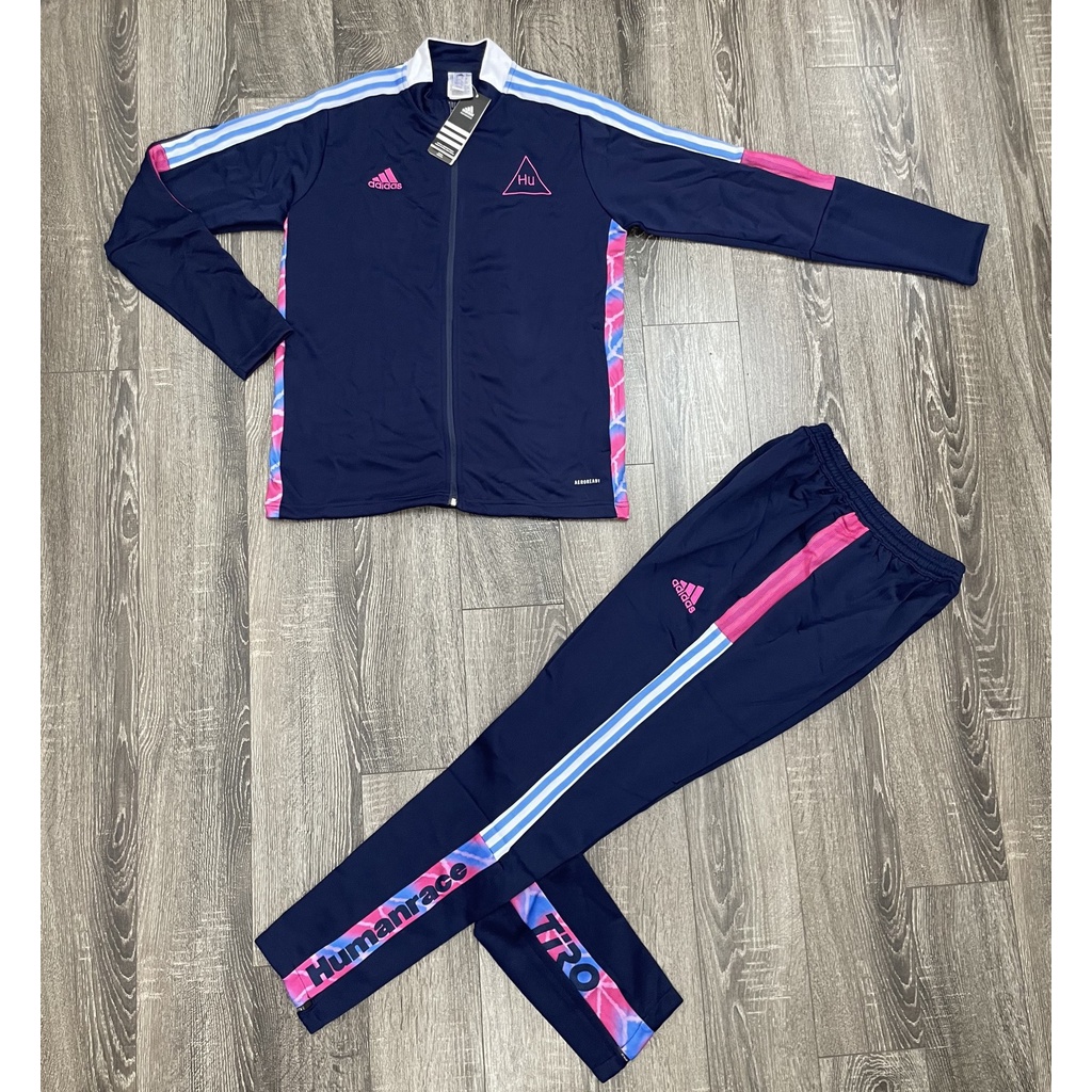 🔥 [ KHÔNG CÒN NHIỀU ] Bộ thể thao Adidas HUMAN RACE TRACK JACKET NAVY PINK - GI7451 GI7452 | HÀNG XU