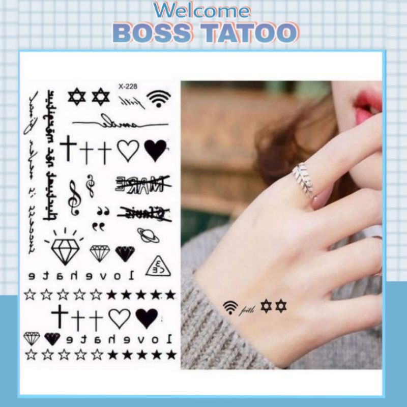 Hình xăm dán tattoo mini kth004 x228.Xăm dán boss tatoo mini tạm thời, size &lt;10x6cm