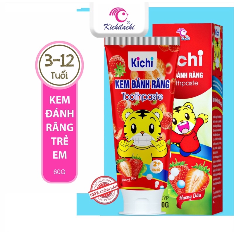 Kem Đánh Răng Cho Bé Nuốt Được Kichilachi , Bảo Vệ Răng Nướu Toàn Diện, Tuýp 60Gr