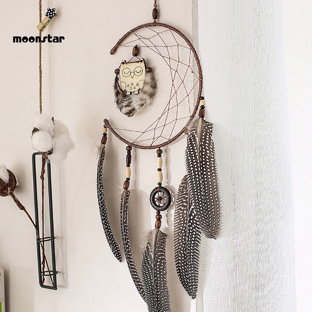 Dream Catcher phối hình chim cú dễ thương treo trang trí cho phòng ngủ