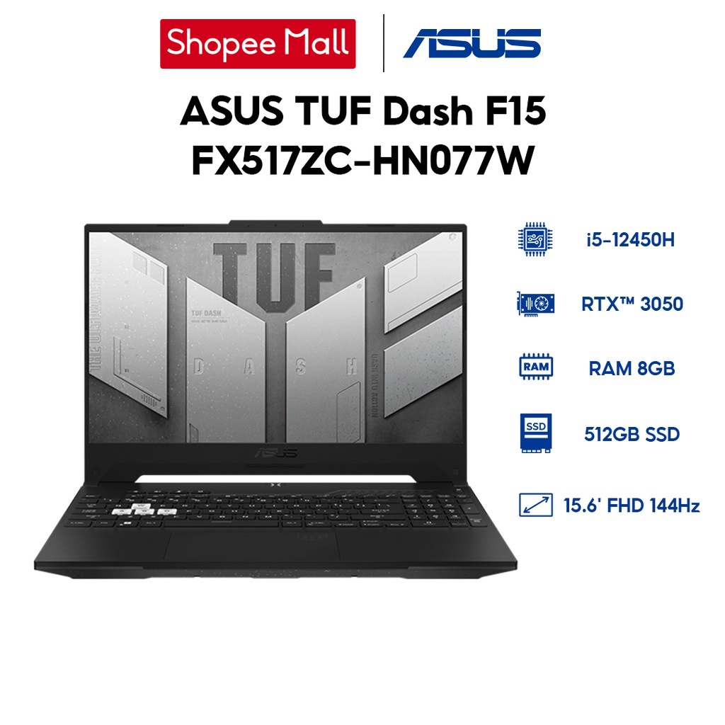 Laptop ASUS TUF Dash F15 FX517ZC-HN077W i5-12450H |GeForce RTX™ 3050 4GB