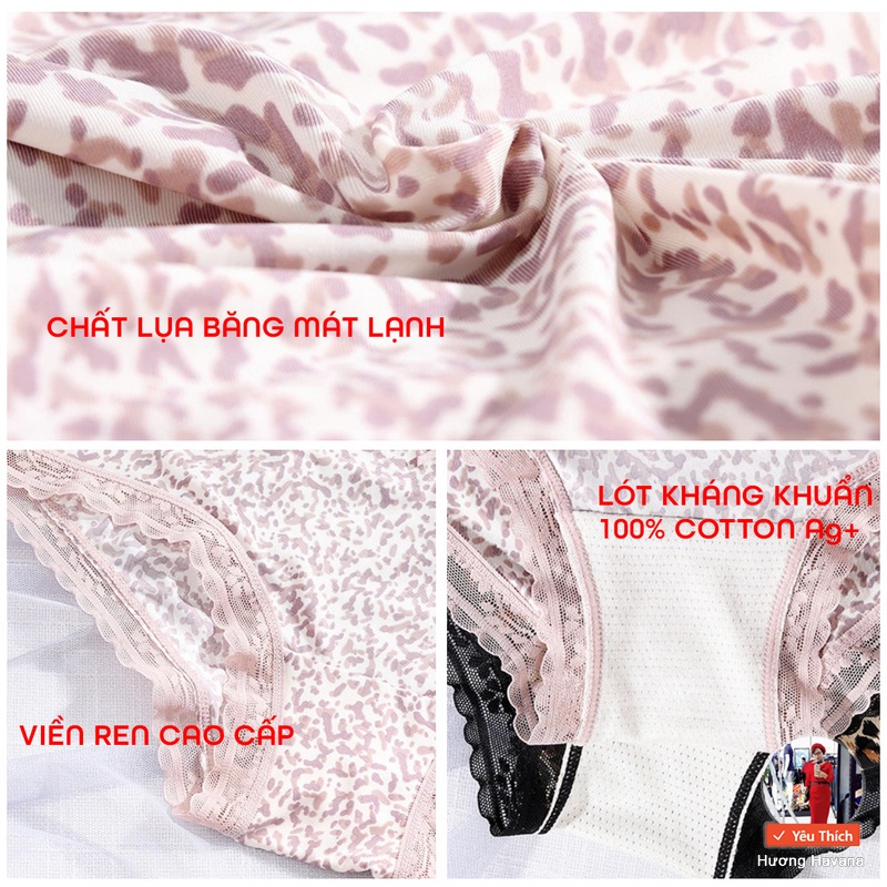 Quần lót nữ lụa băng viền ren da báo - quần chip nữ Havana FLQ89